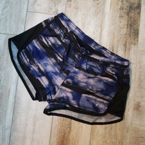 Black and purple running shorts
